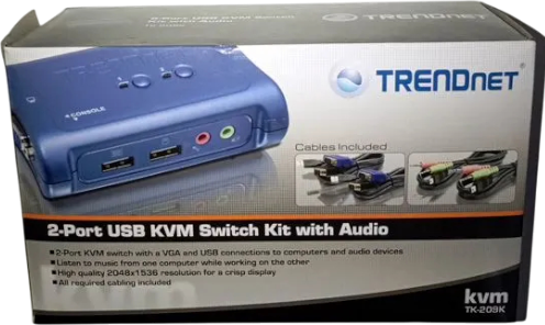 2-портовый KVM USB-переключатель клавиатура видео мышь