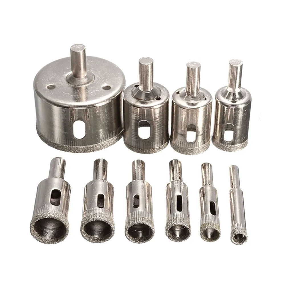 Алмазная коронка по керамограниту 10 шт. набор для сверления керамики, плитки, стекла и кафеля