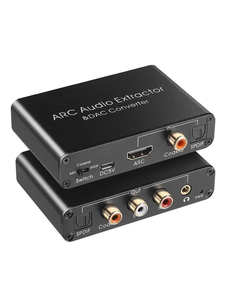 Аудио экстрактор HDMI ARC с DAC преобразователем GSMIN ЦАП конвертер звука с поддержкой оптики TOSLINK, Coaxial, SPDIF, RCA