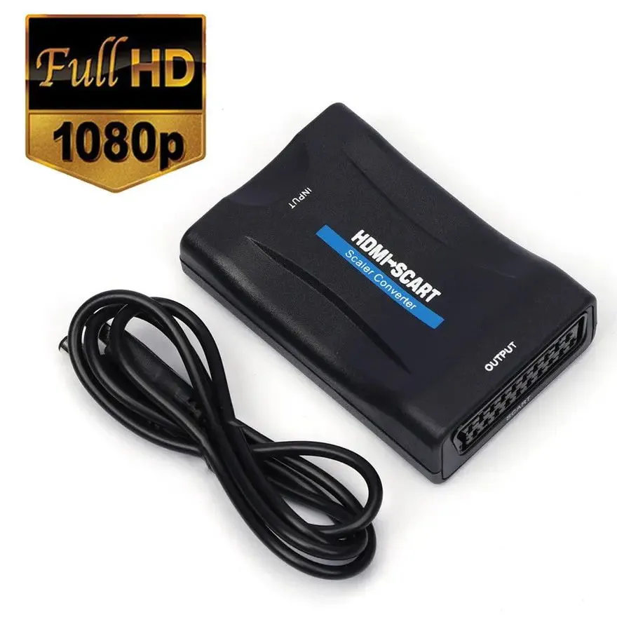 Конвертер HDMI в SCART, 1080P, композитный видео стерео аудио адаптер для Sky Box HD TV DVD STB